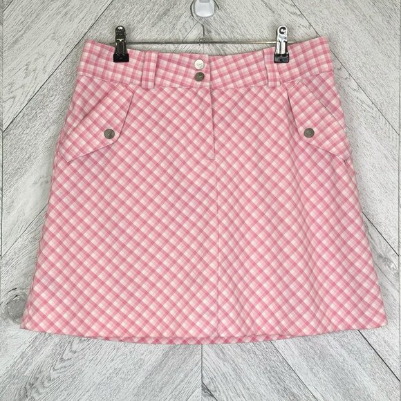 Nike Golf Skirt Skort Womens Size 4 Pink Gingham Plaid Dri-Fit - Picture 1 of 7